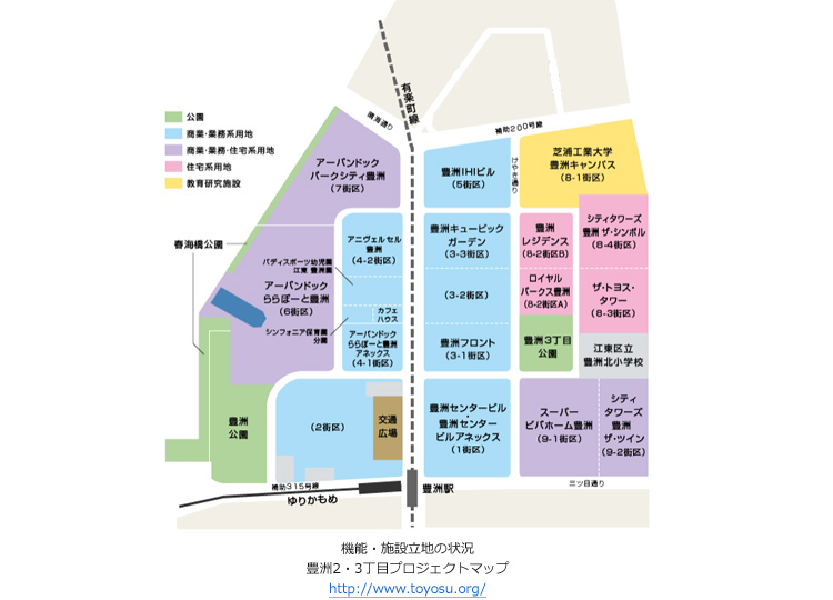 機能・施設立地の状況
豊洲2・3丁目プロジェクトマップ